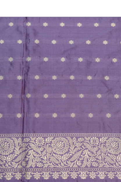 Lavender Handwoven Kadwa Katan Silk Saree - Panaya 