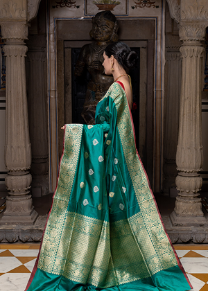 Green Katan Silk Saree — Konia Boota- The panaya
