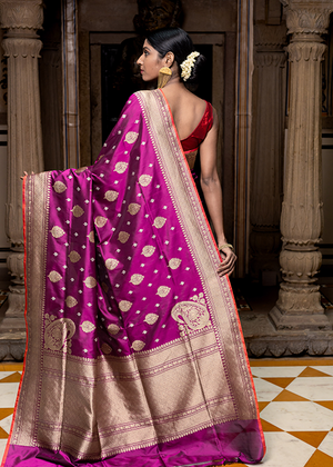 Wine Katan Silk Saree — Kadwa Jaal