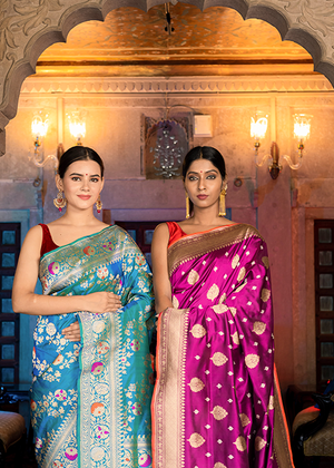 Wine Katan Silk Saree — Kadwa Jaal