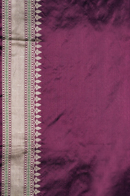 Wine Handwoven Kadwa Katan Silk Saree - Panaya 