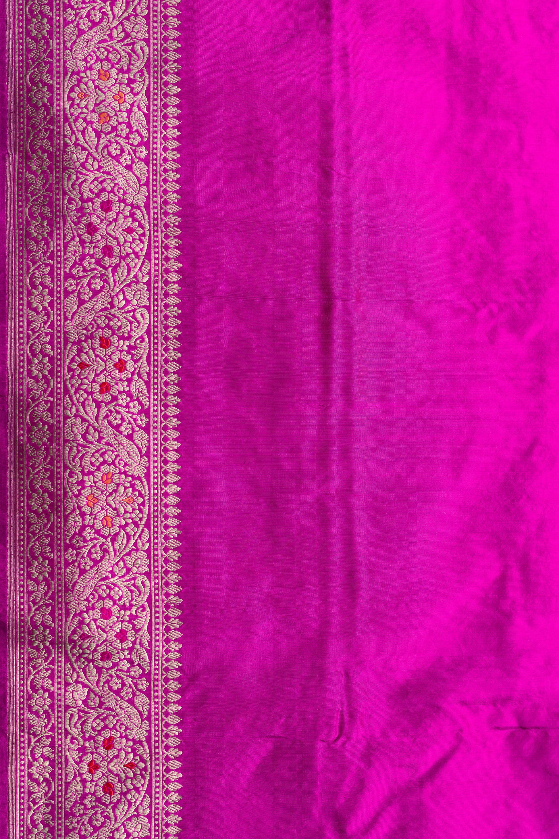 Rani Pink Handwoven Kadwa Katan Silk Saree