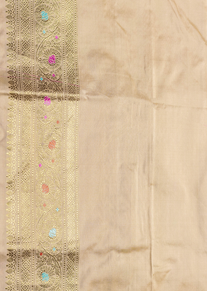 Off White Katan Silk Saree — Kadwa Boota