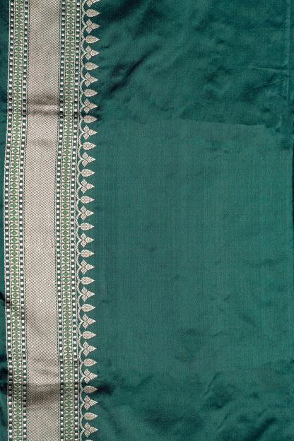 Bottle Green Handwoven Kadwa Katan Silk Saree