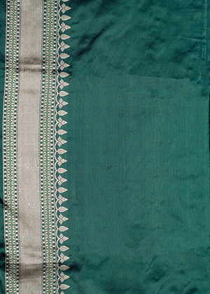 Dark Green Katan Silk Saree — Kadwa Booti