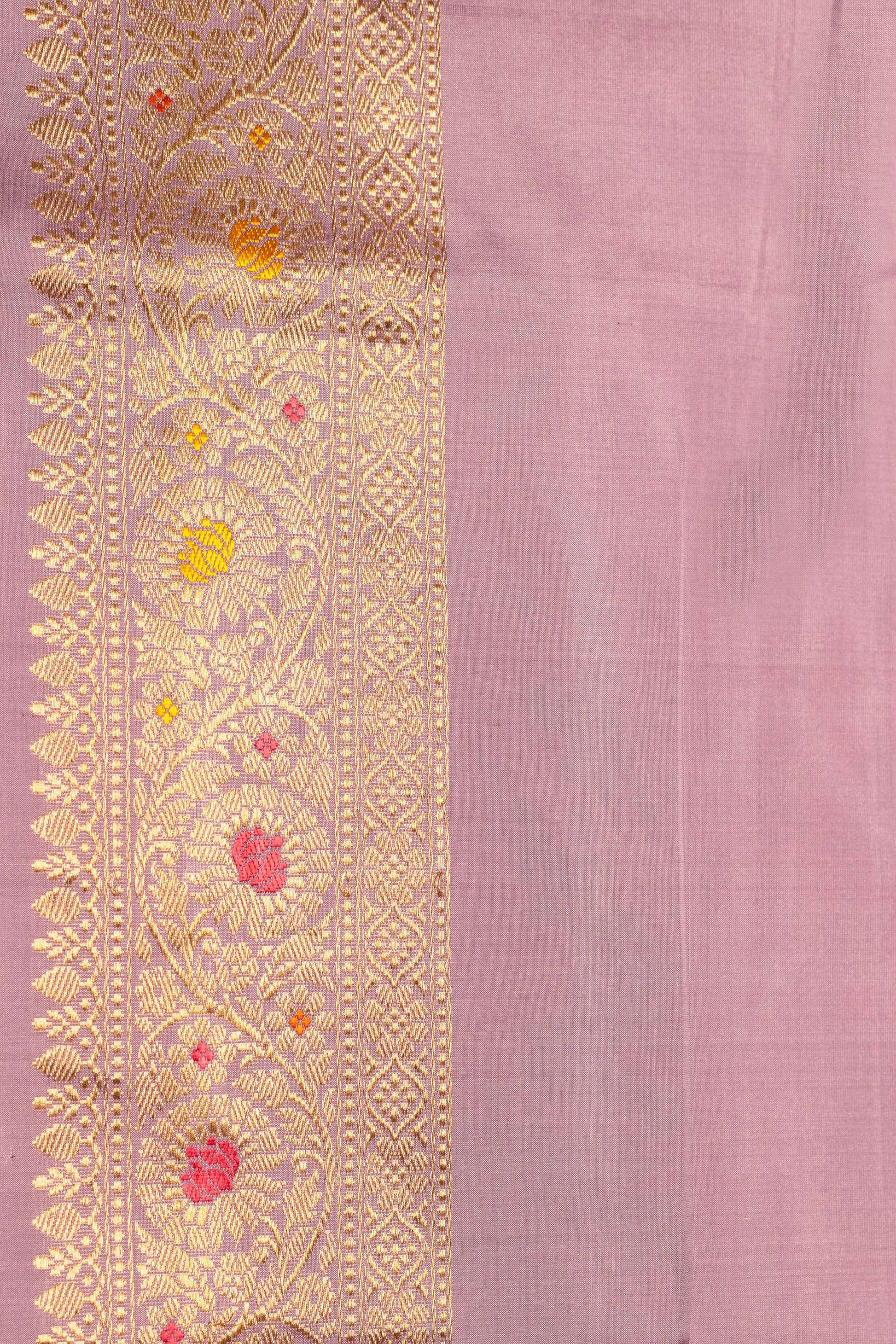 Lavender Katan Pure Silk Handwoven Saree