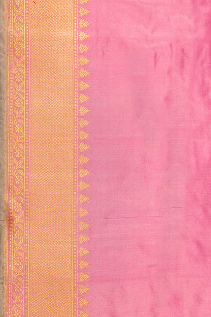 Pink Handwoven Kadwa Katan Pure Silk Saree - Panaya 