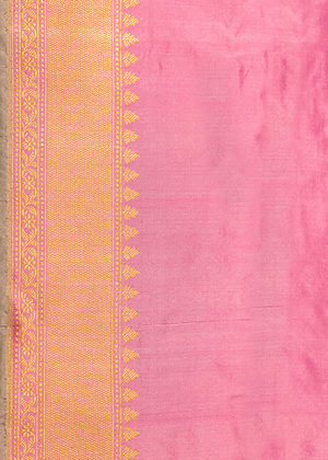 Pink Katan Silk Saree - Kadwa weave