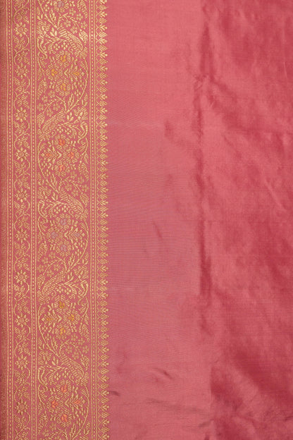Rust Handwoven Kadwa Katan Silk Saree - Panaya 