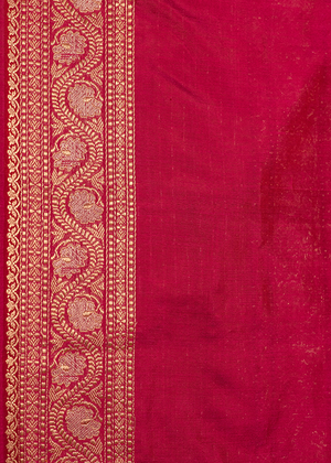Dark Pink Katan Silk Saree — Kadwa Jaal