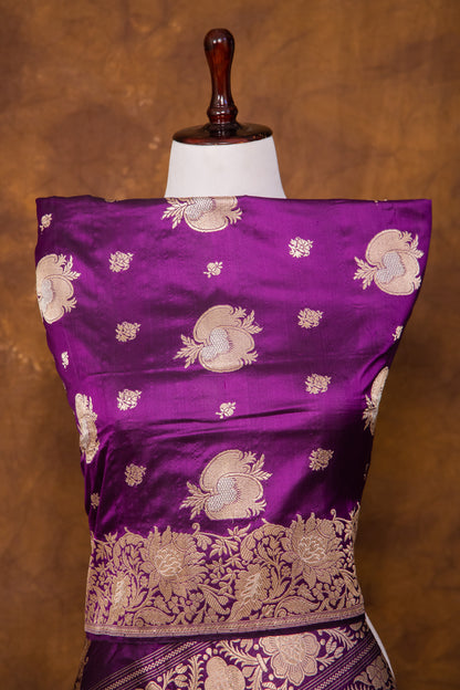 Purple Dupatta Katan Pure Silk - Panaya 