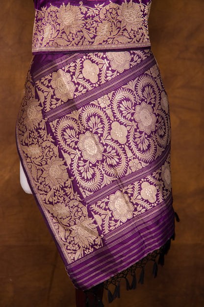 Purple Dupatta Katan Pure Silk - Panaya 