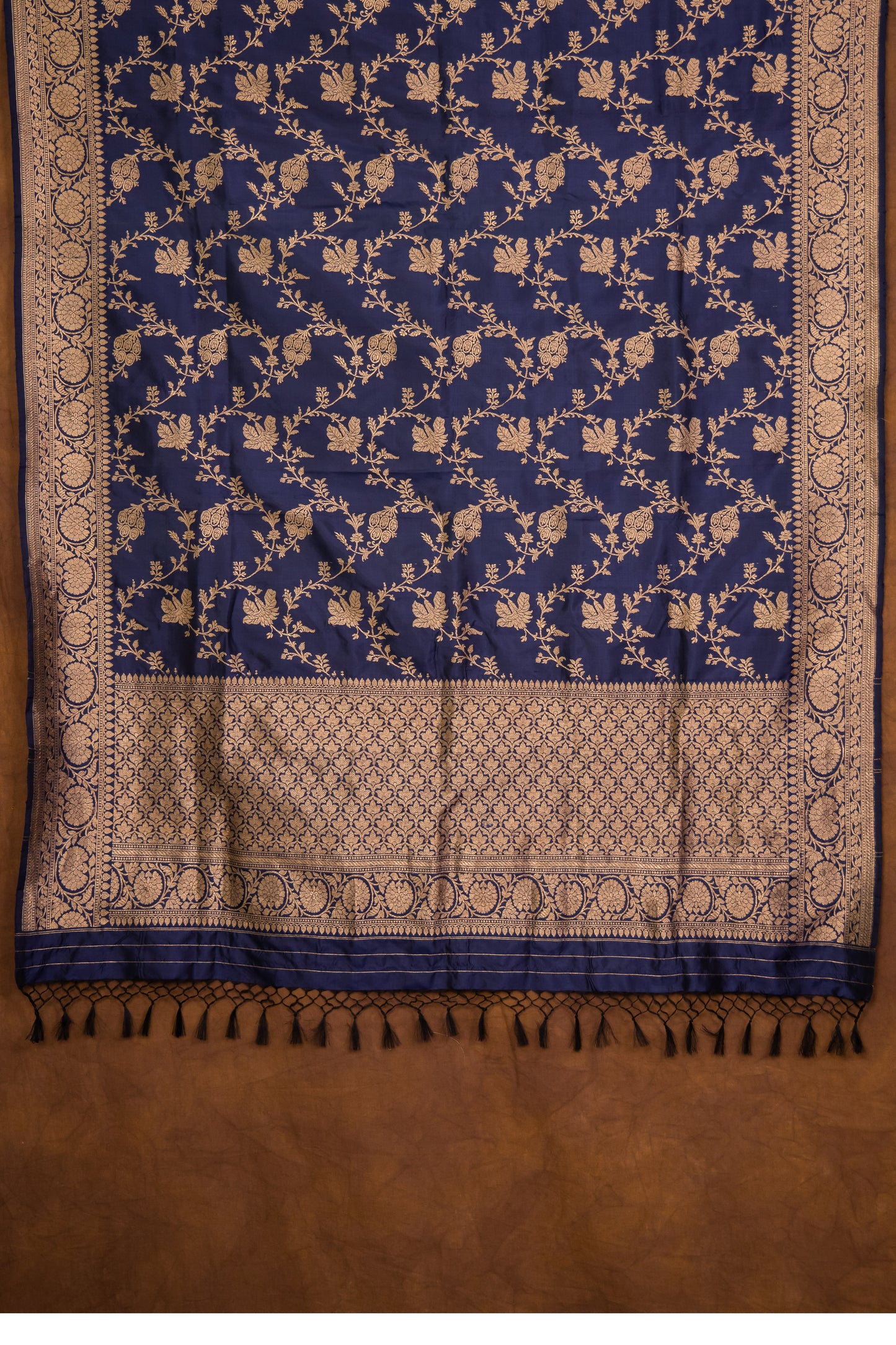 Indigo Blue Dupatta Katan Pure Silk - Panaya 