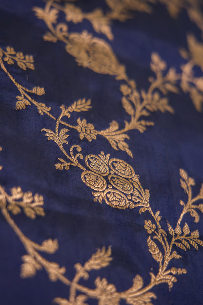 Indigo Blue Dupatta Katan Pure Silk - Panaya 