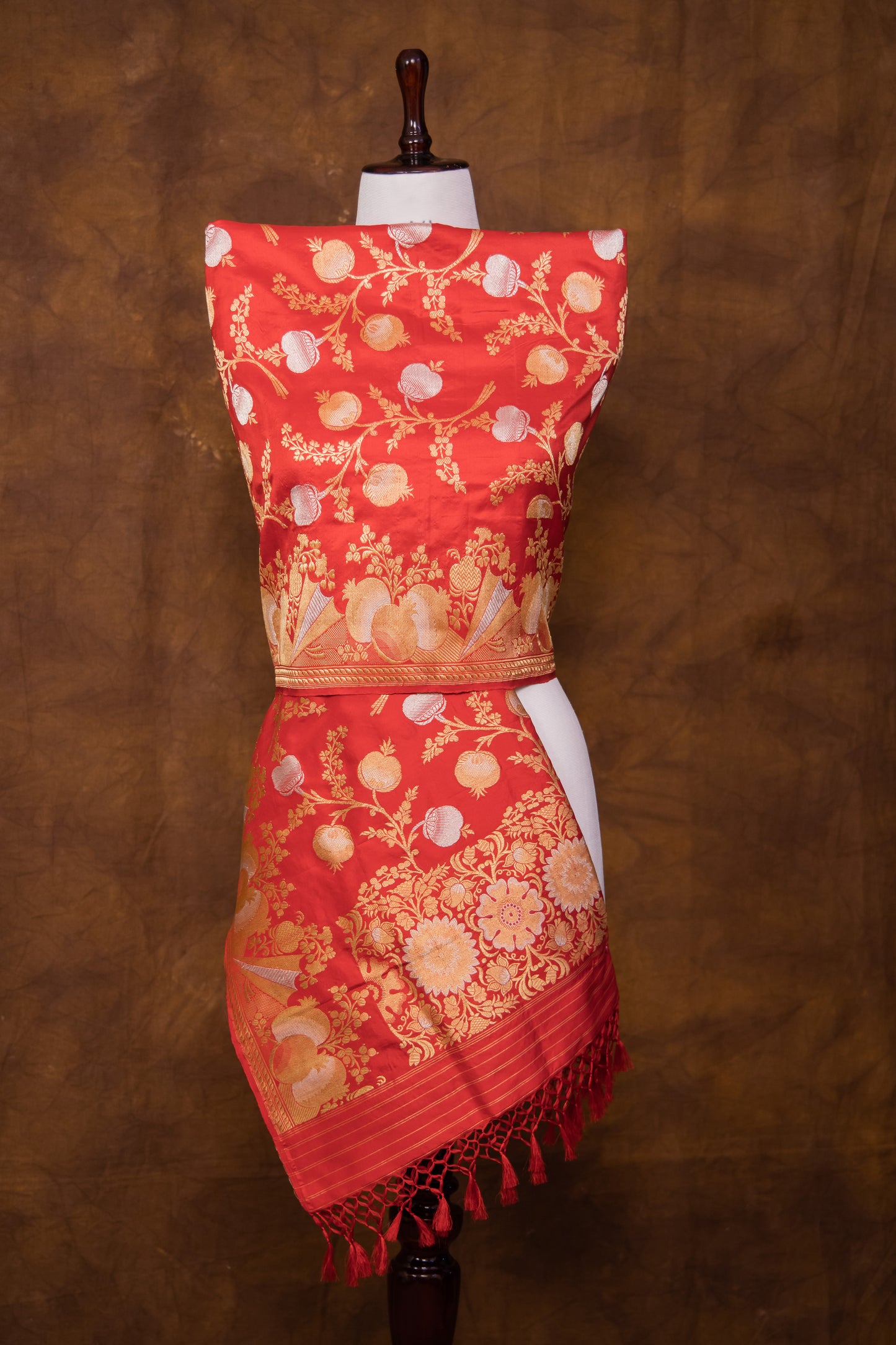 Red Katan Pure Silk Dupatta - Panaya 