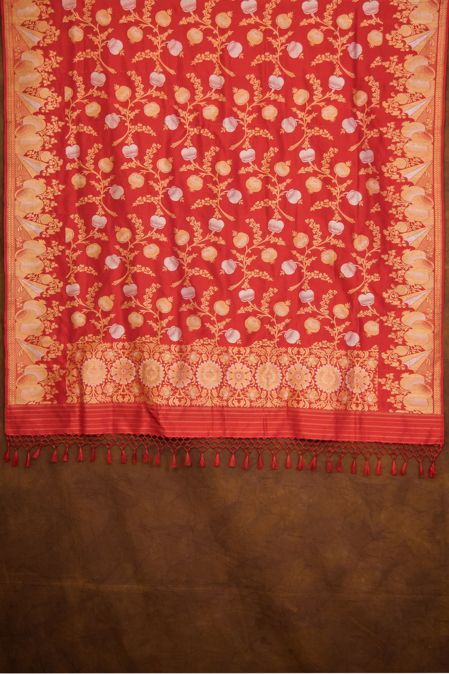 Red Katan Pure Silk Dupatta - Panaya 