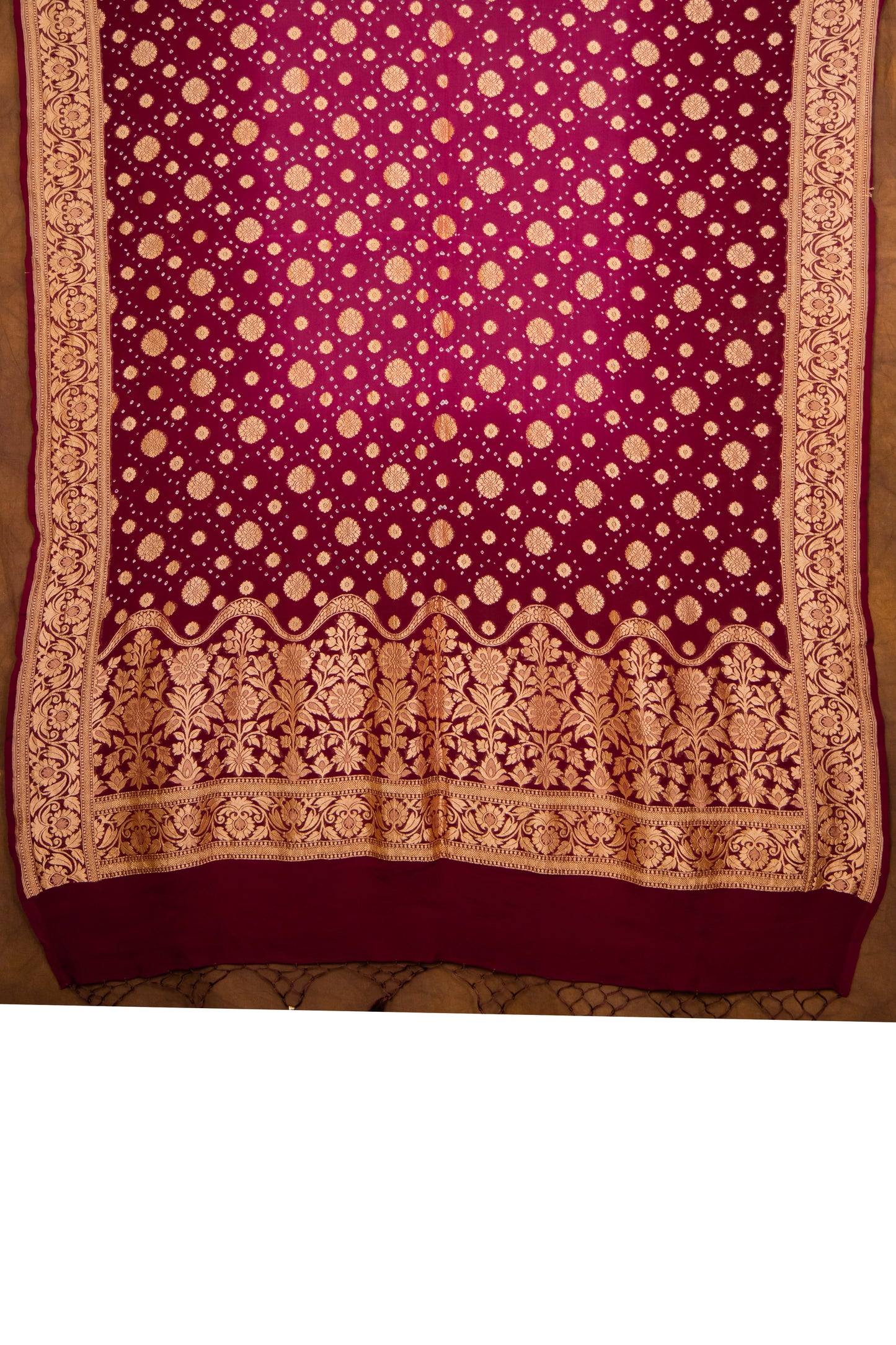 Magenta Georgette Khaddi Pure Silk Dupatta - Panaya 