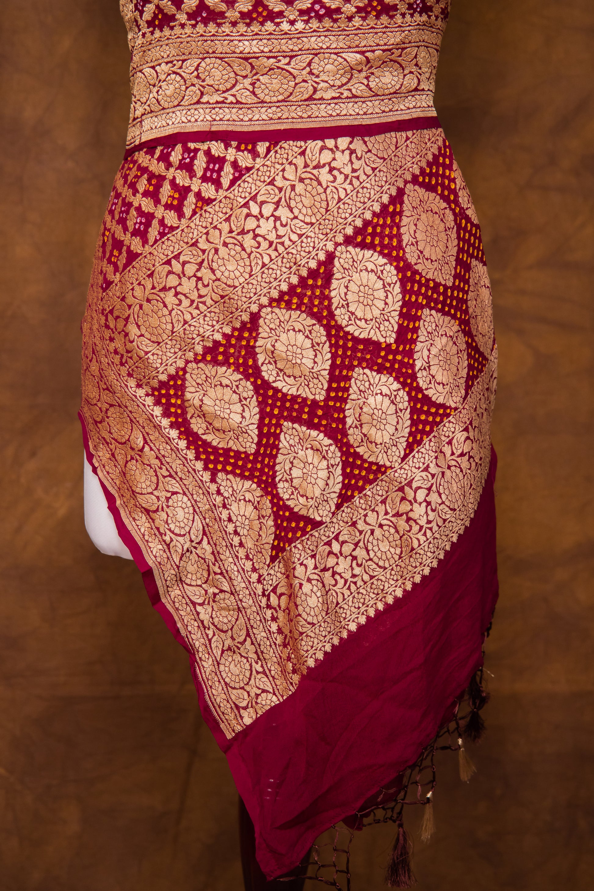 Red Georgette Khaddi Pure Silk Dupatta