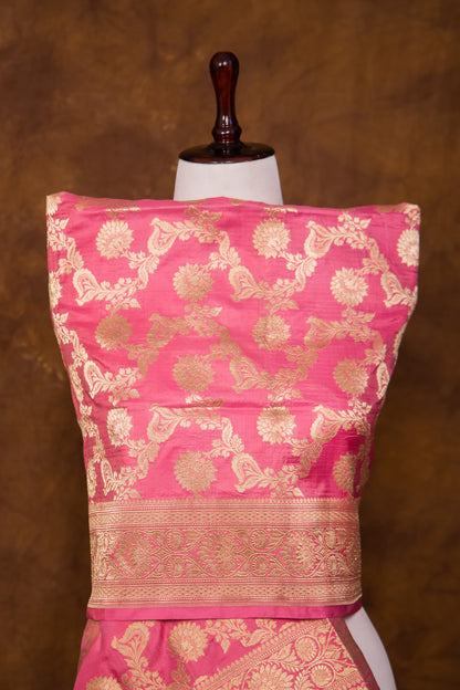 Light Pink Katan Pure Silk Dupatta - Panaya 