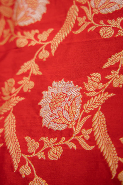 Red Katan Pure Silk Dupatta - Panaya 