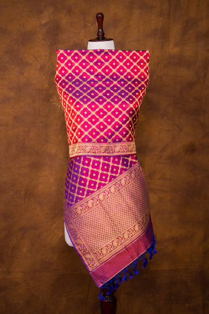 Purple Katan Pure Silk Dupatta - Panaya 