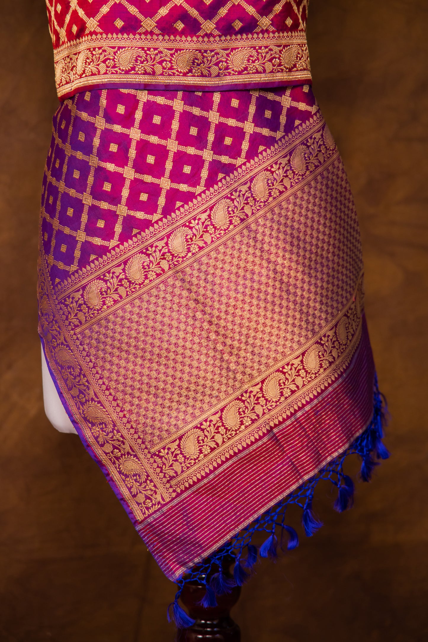 Purple Katan Pure Silk Dupatta - Panaya 