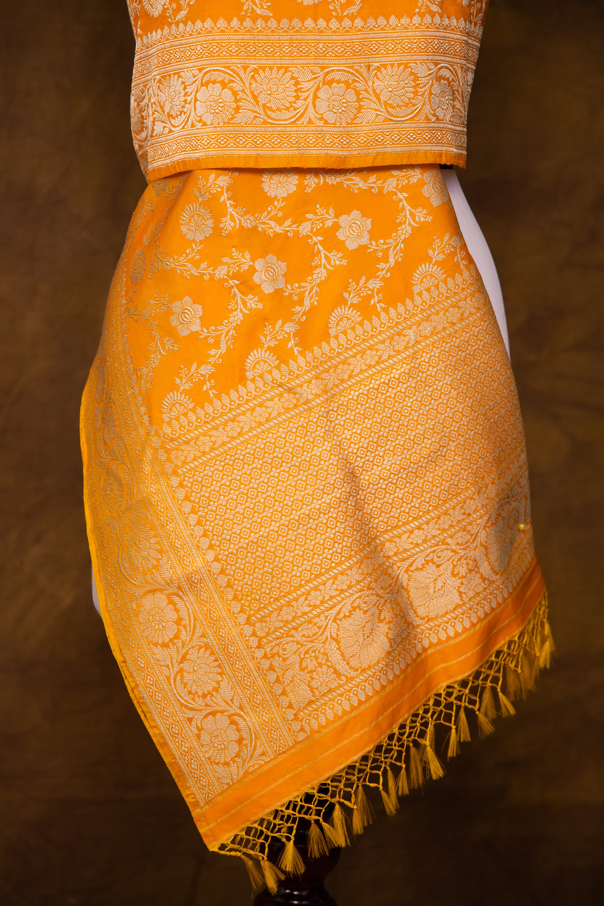 Orange Dupatta Katan Pure Silk