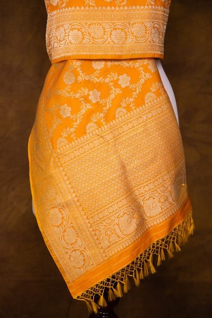 Orange Dupatta Katan Pure Silk - Panaya 