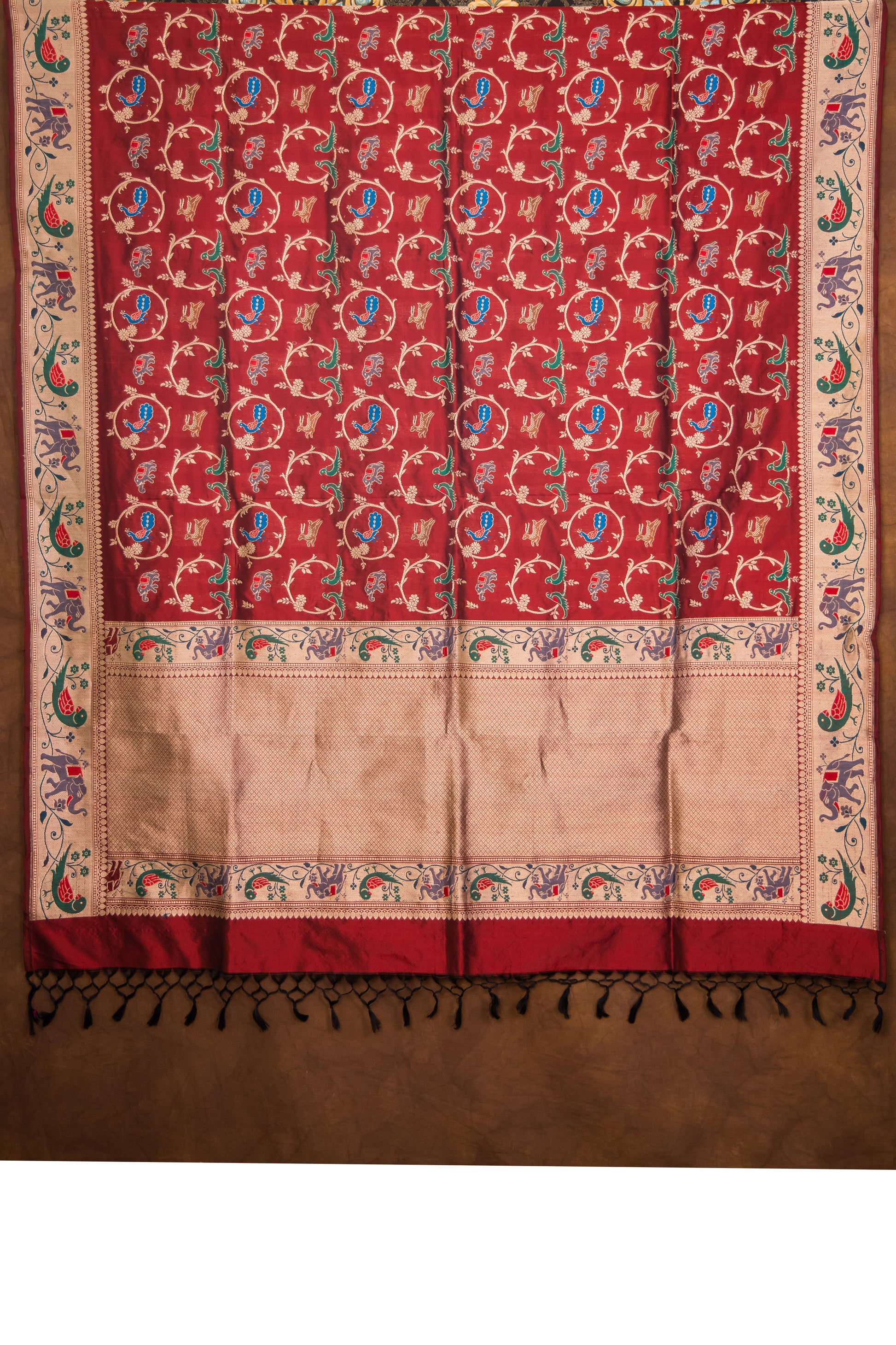 Maroon Katan Pure Silk Dupatta