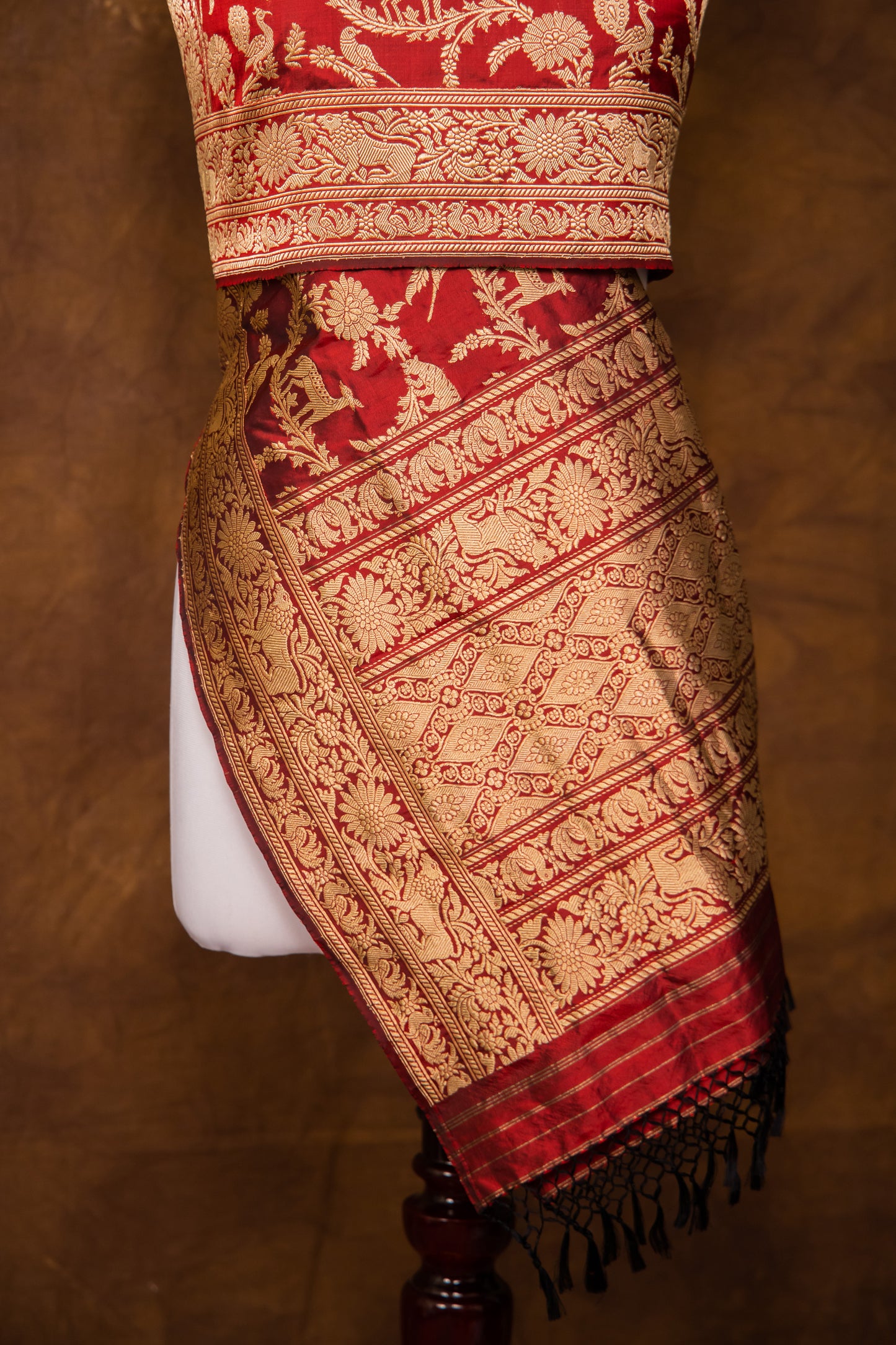 Maroon Katan Pure Silk Dupatta - Panaya 