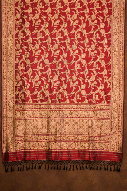 Maroon Katan Pure Silk Dupatta - Panaya 