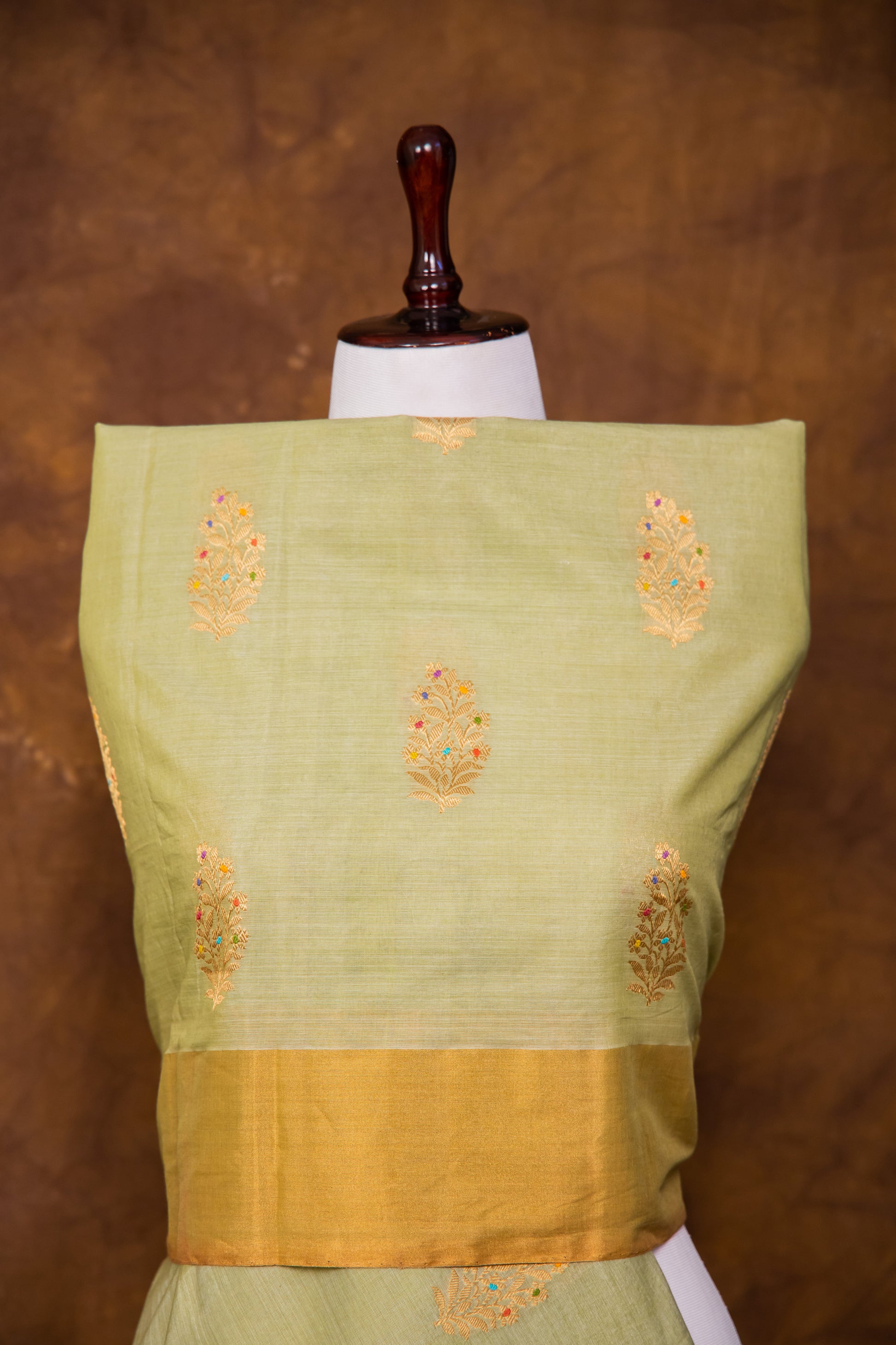 Pista Green Dupatta Silk by Cotton