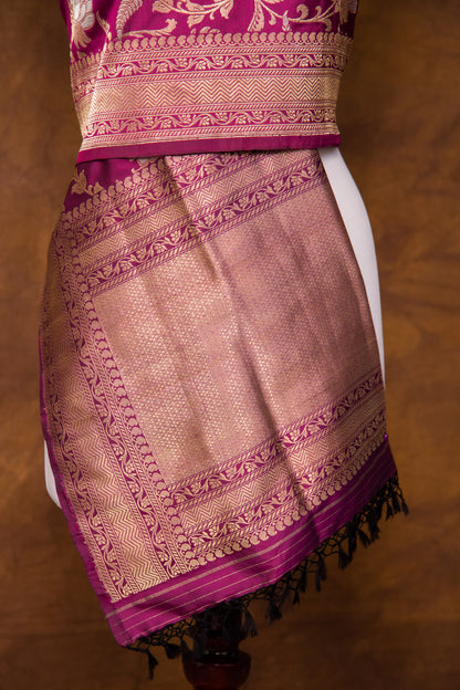 Maroon Dupatta Katan Pure Silk - Panaya 