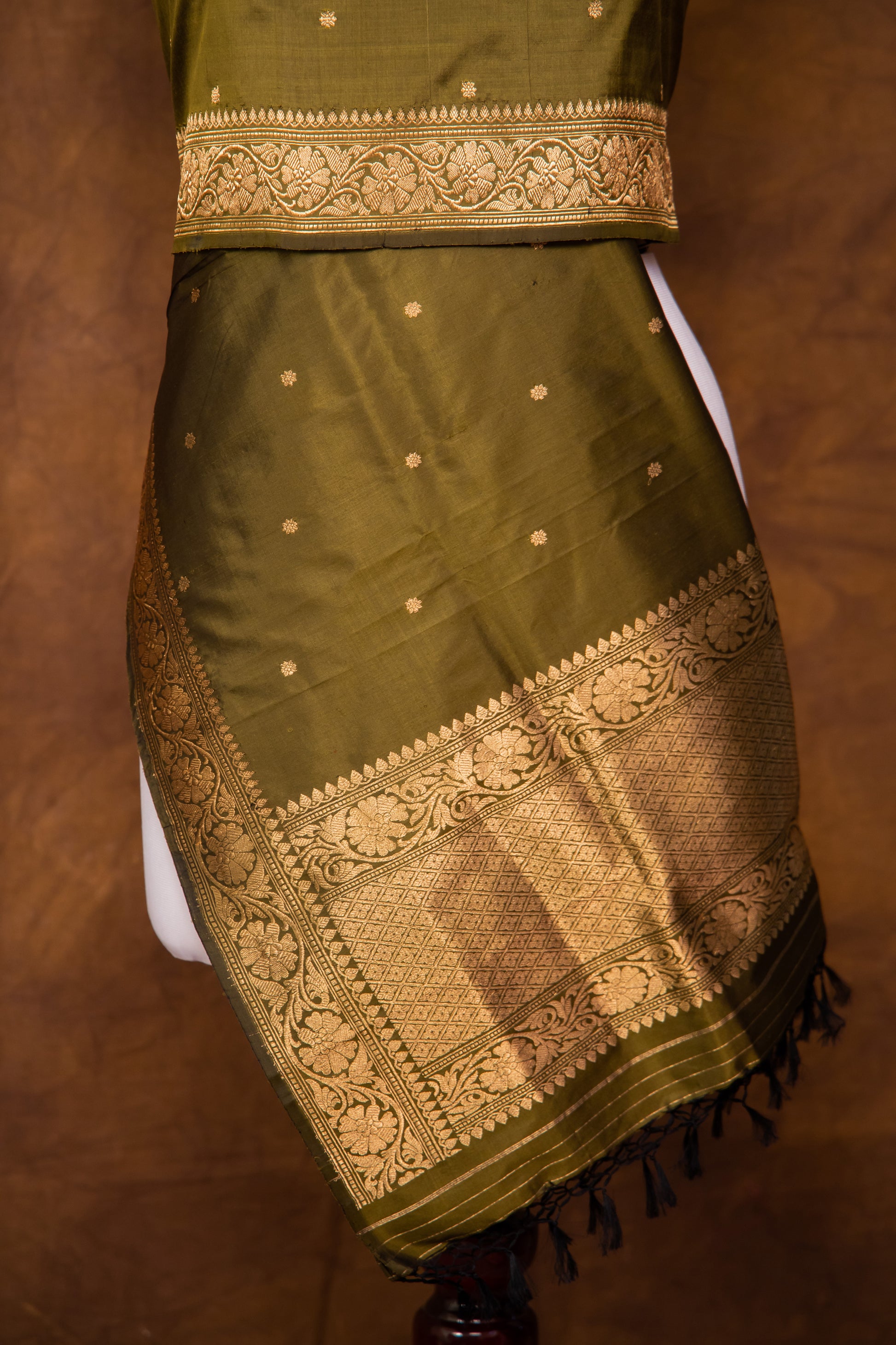 Olive Dupatta Katan Pure Silk