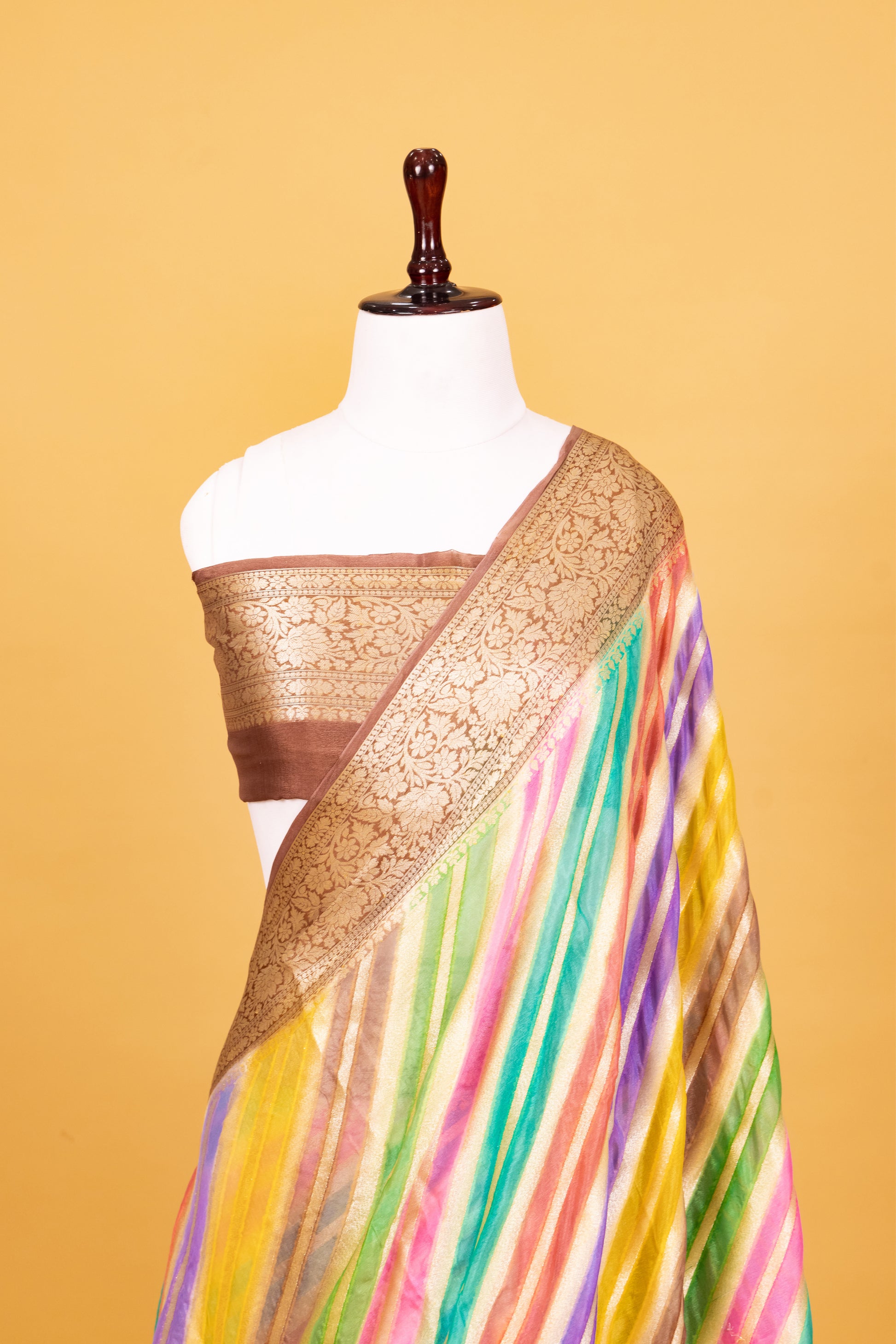 Chocolate Chiffon Pure Silk Cutwork Saree