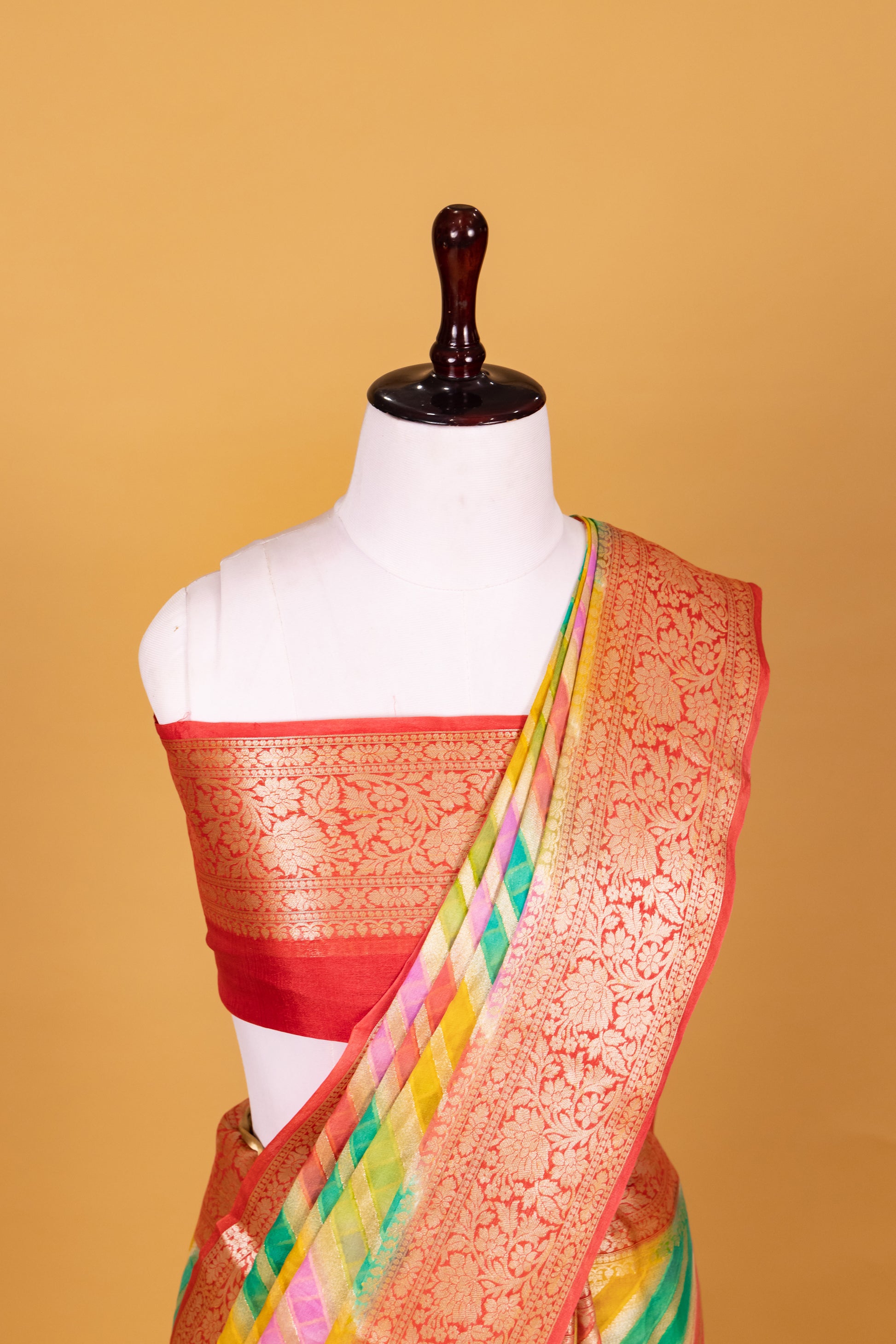 Rust Chiffon Pure Silk Cutwork Saree