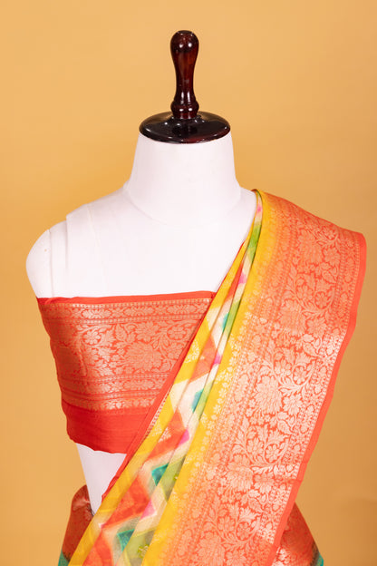 Rust Chiffon Pure Silk Cutwork Saree