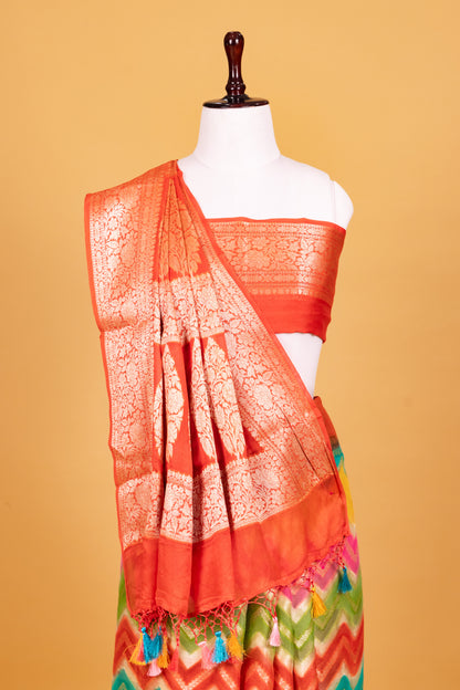 Rust Chiffon Pure Silk Cutwork Saree