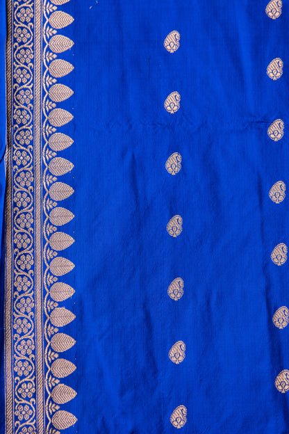 Royal Blue Handwoven Kadwa Katan Silk Saree