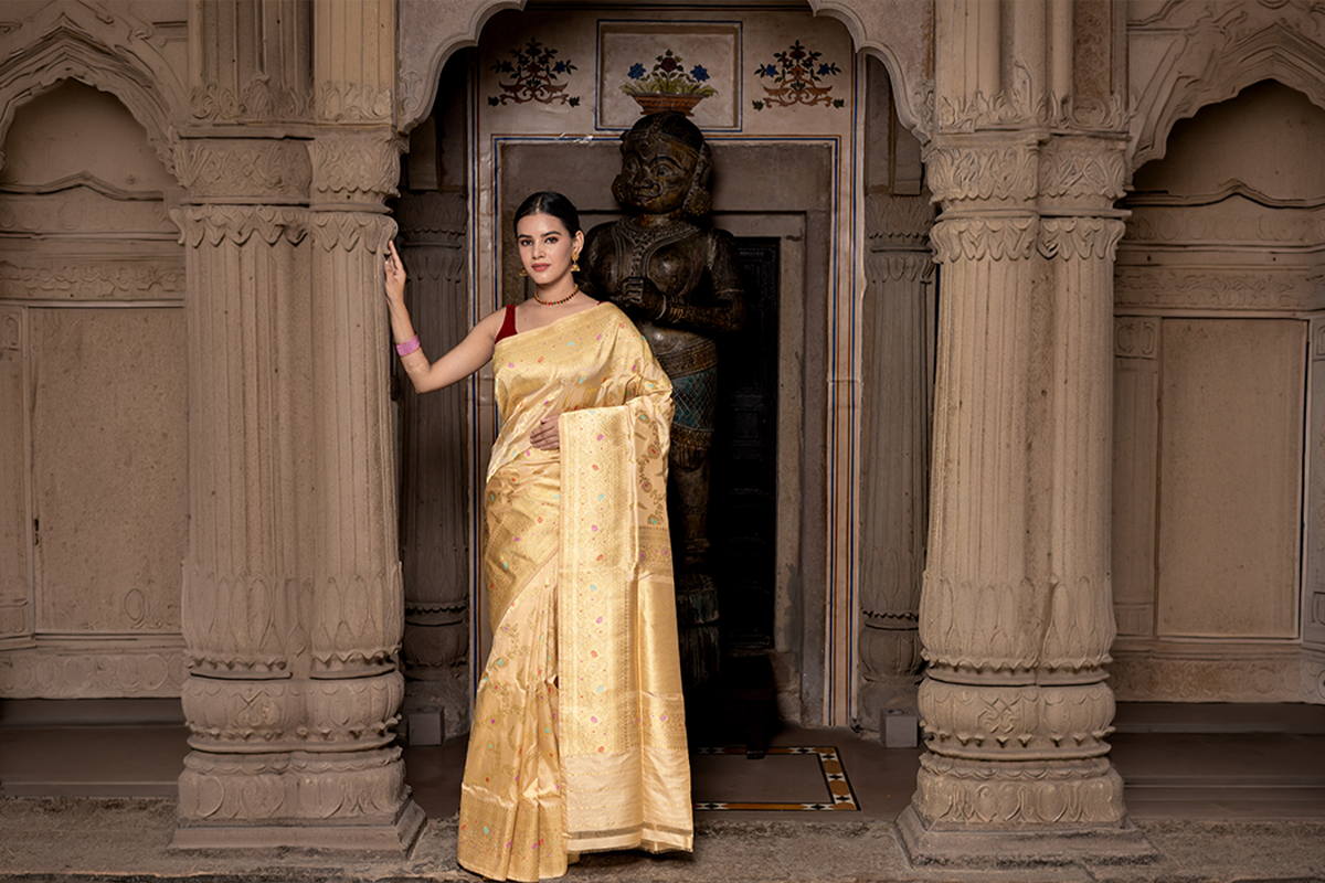 White Banarasi Saree