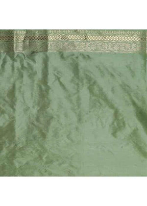 Pista Green Katan Silk Saree — Kadwa Boota