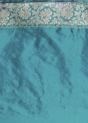 Light Blue Katan Silk Saree — Kadwa Meena Jaal
