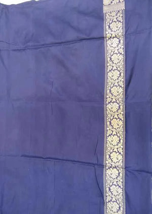 Blue Katan Silk Saree — Kadwa Meena Jaal