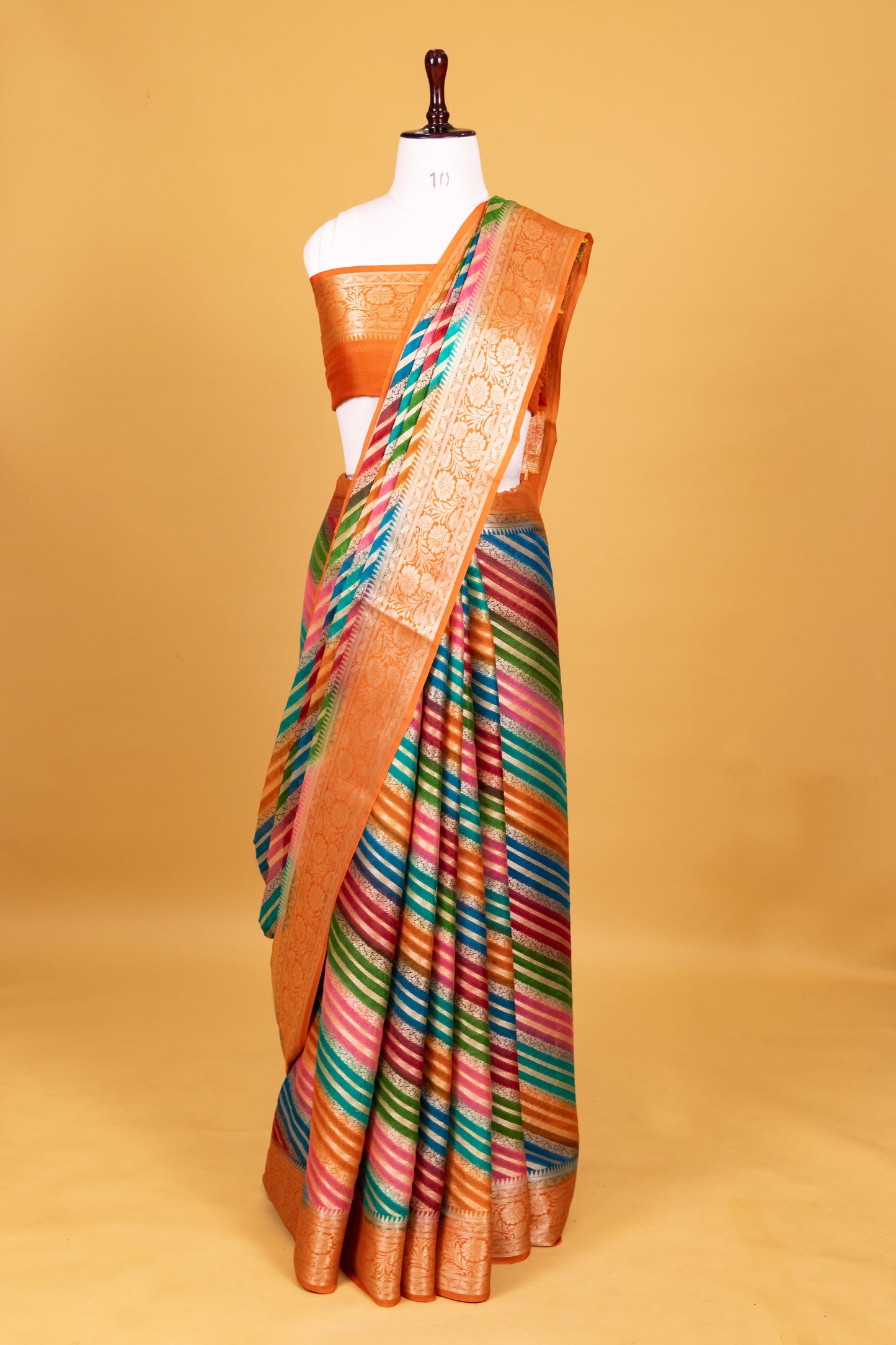 Orange Chiffon Pure Silk Cutwork Saree