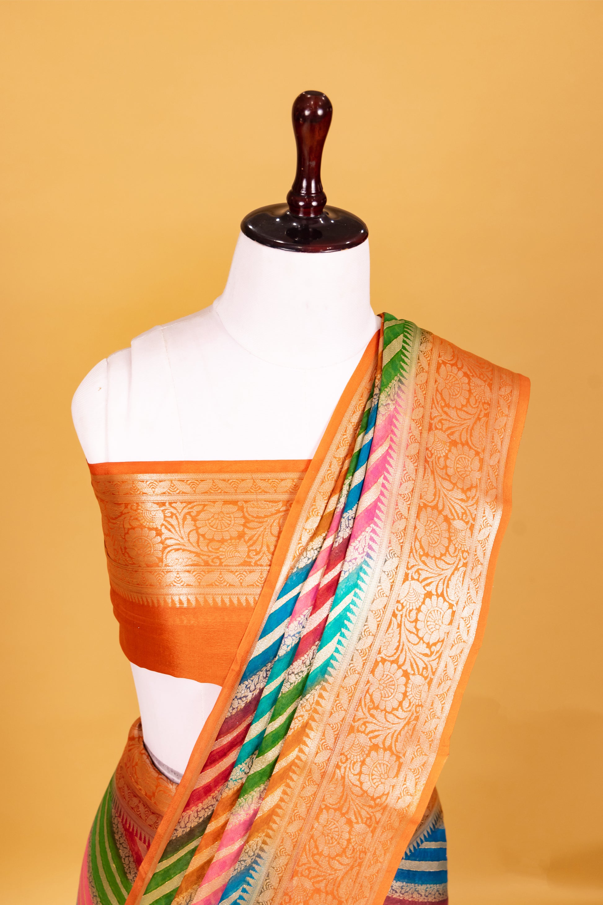 Orange Chiffon Pure Silk Cutwork Saree