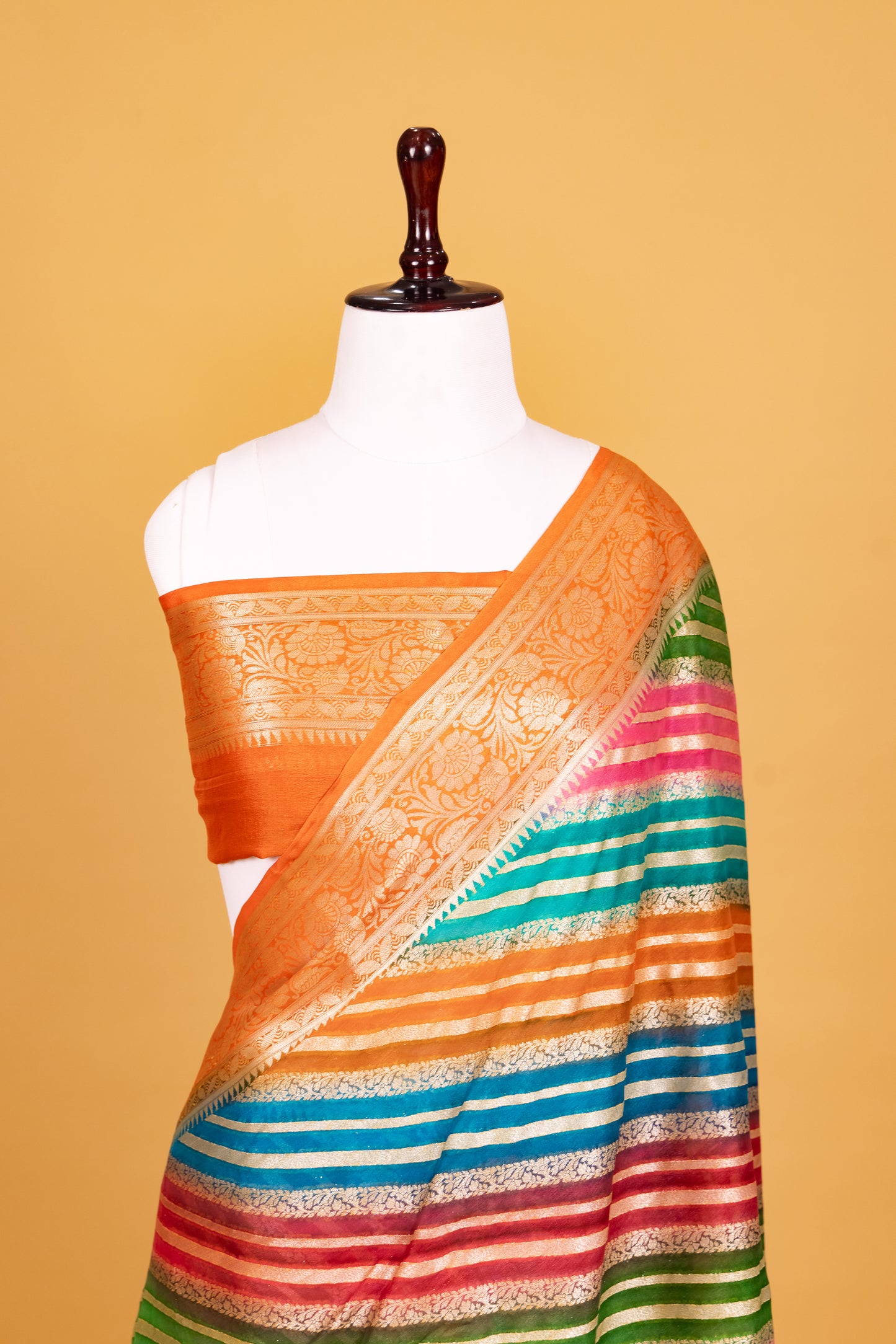 Orange Chiffon Pure Silk Cutwork Saree