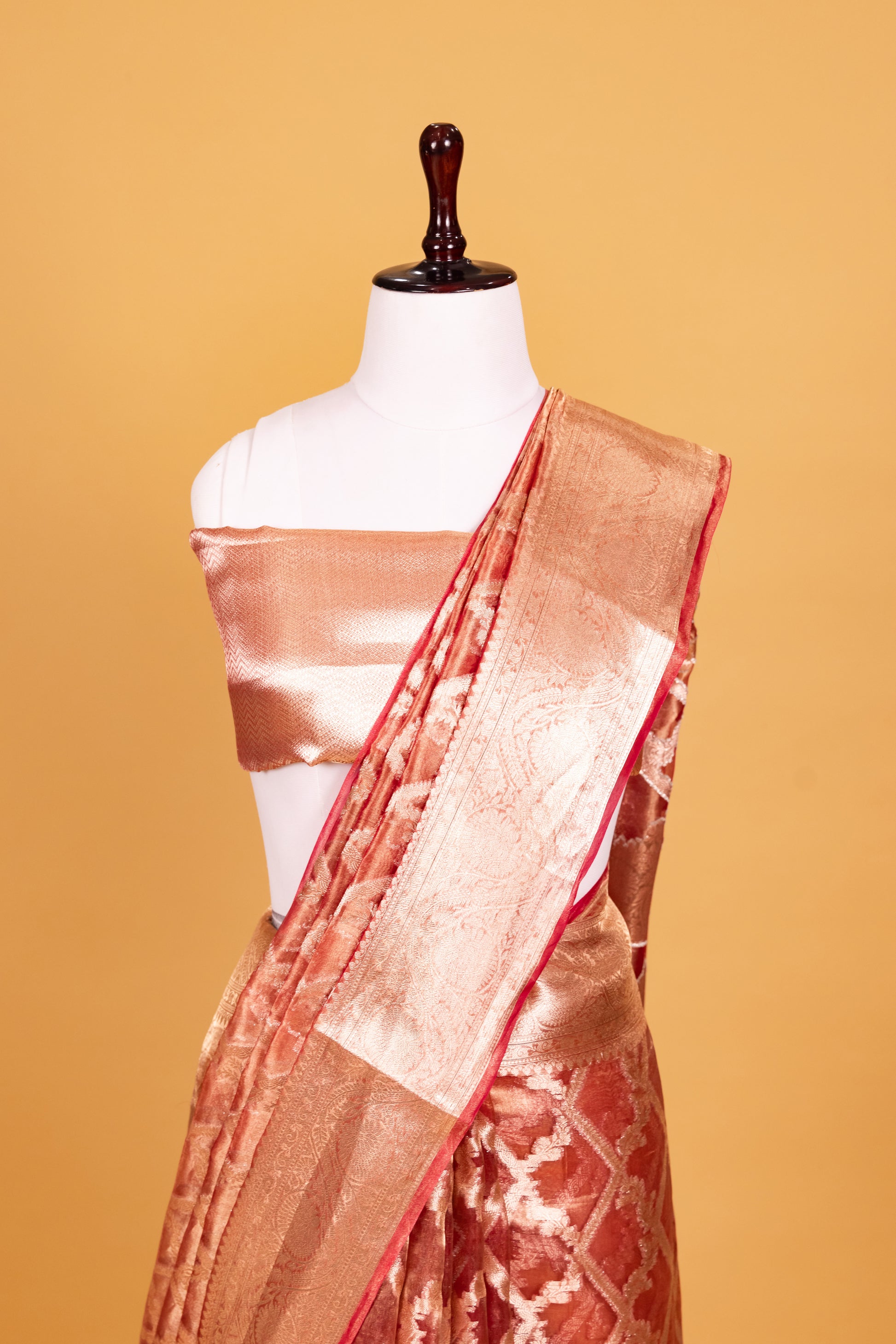 Red Tissue Pure Silk Dyed Saree