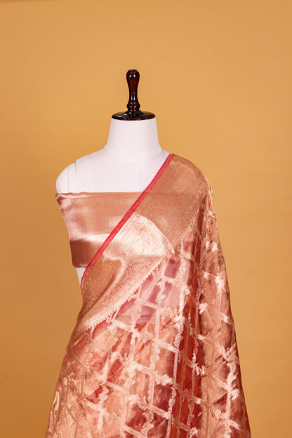 Red Tissue Pure Silk Dyed Saree