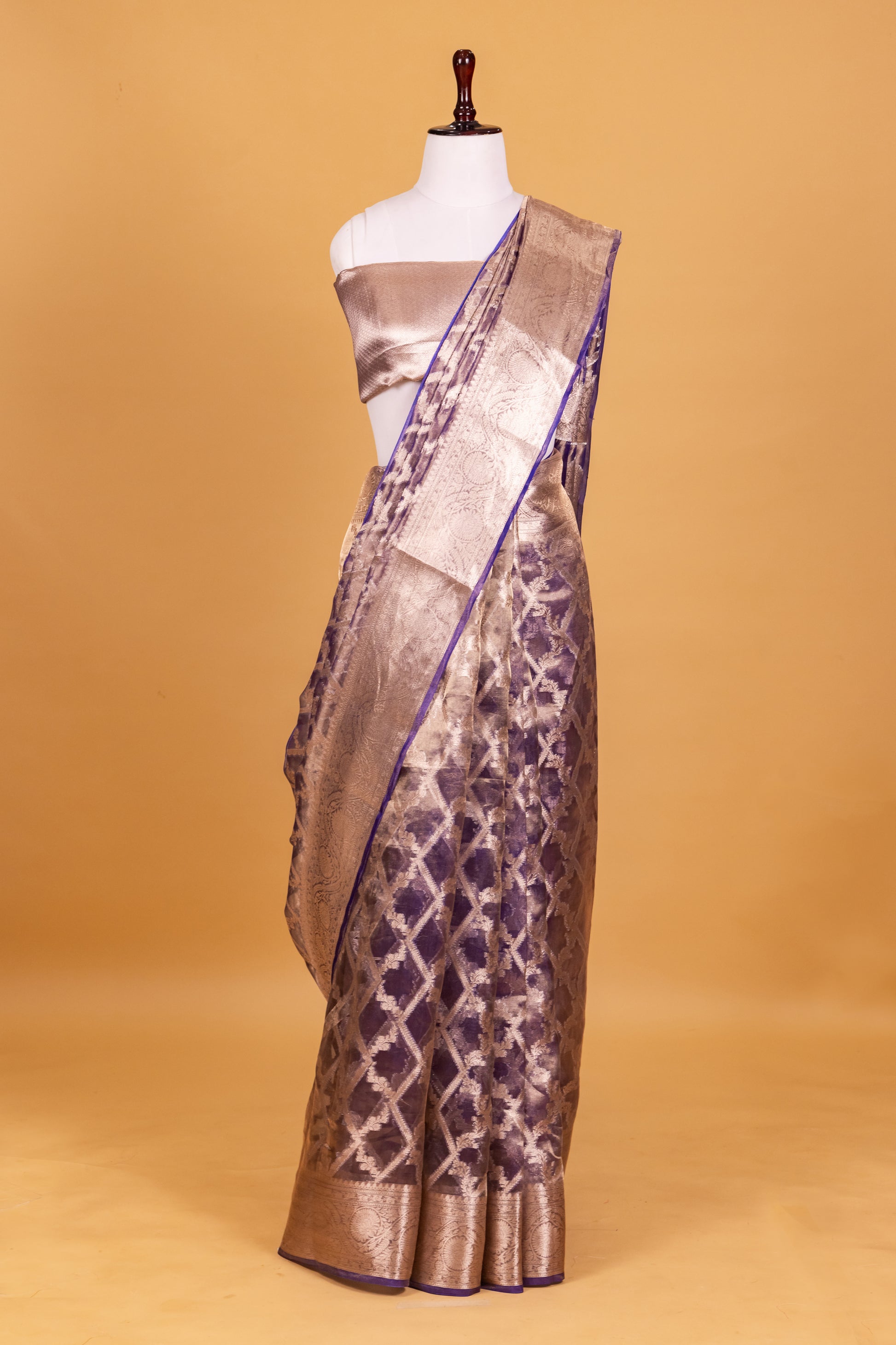 Purple Tissue Pure Silk Dyed Saree