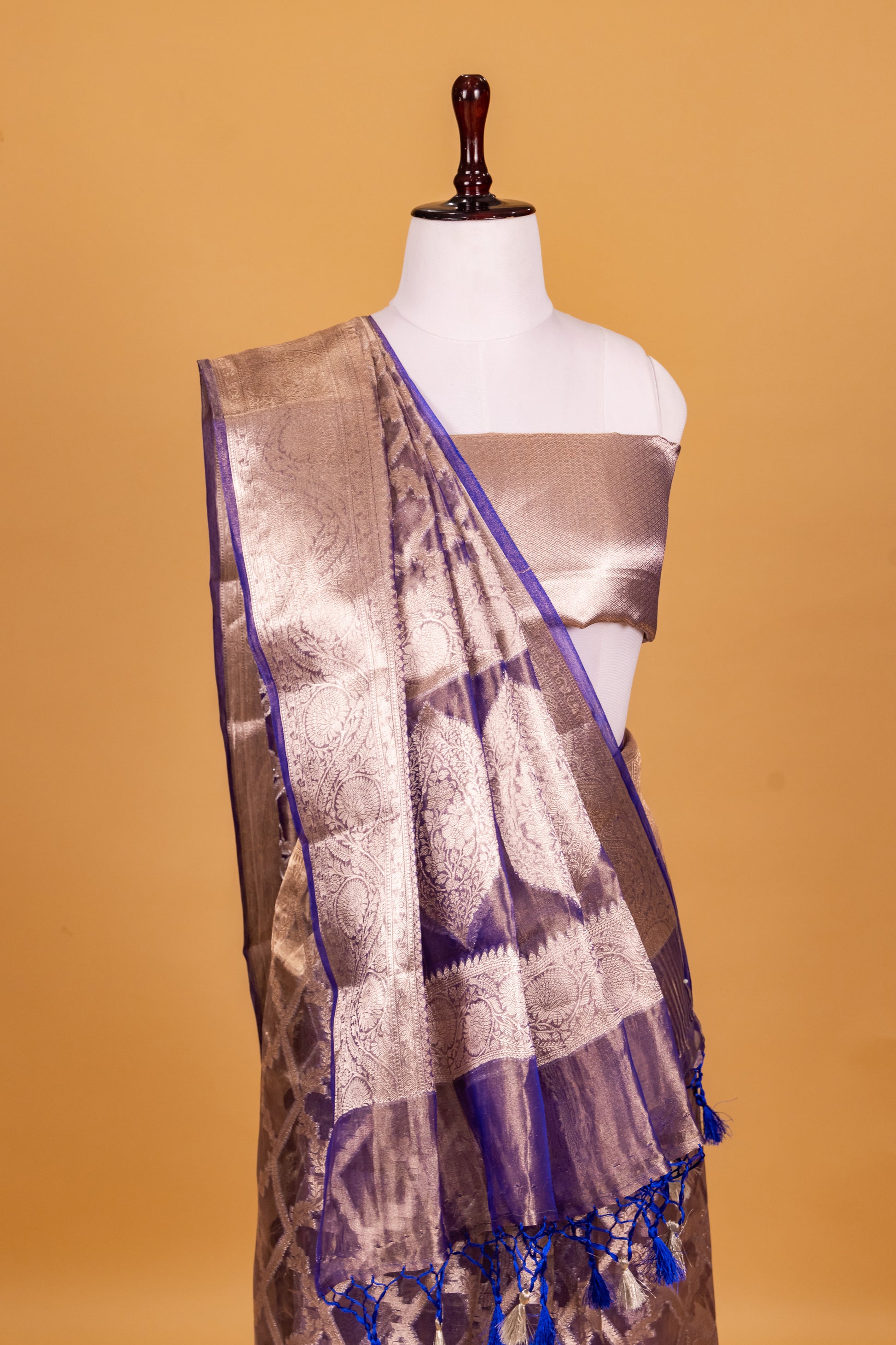 Purple Tissue Pure Silk Dyed Saree